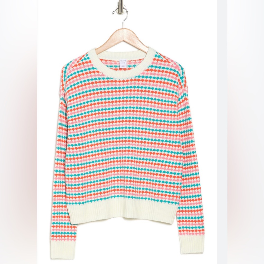 Stitched Sweater Ivory and Pink